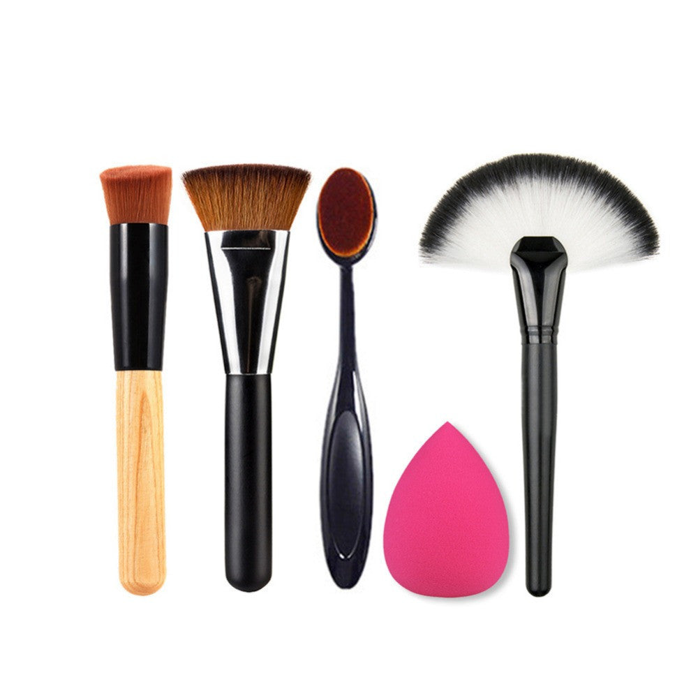 4pcs Best Makeup Brush Set Powder Foundation Travel Cosmetic Brushes Contouring Fan Makeup Brush Tools With Sponge Puff #86764