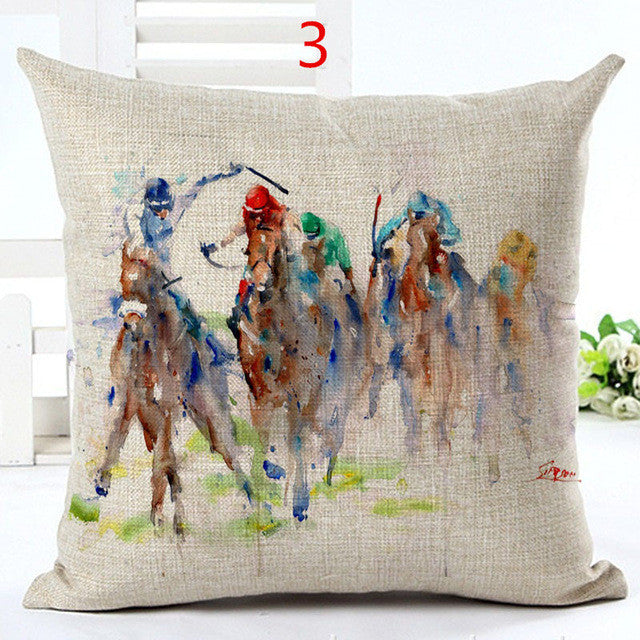 High Quality Horse Home living Cotton linen Decorative Pillow Throw Pillow Square