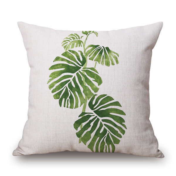 Green Tropical Plant Tree Leaves Pillow Cover Fresh Throw Pillow Case Home el Usage