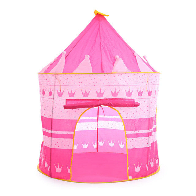 2 Colors Play Tent Portable Foldable Tipi Prince Folding Tent Children Boy Castle Cubby Play House Kids Gifts Outdoor Toy Tents