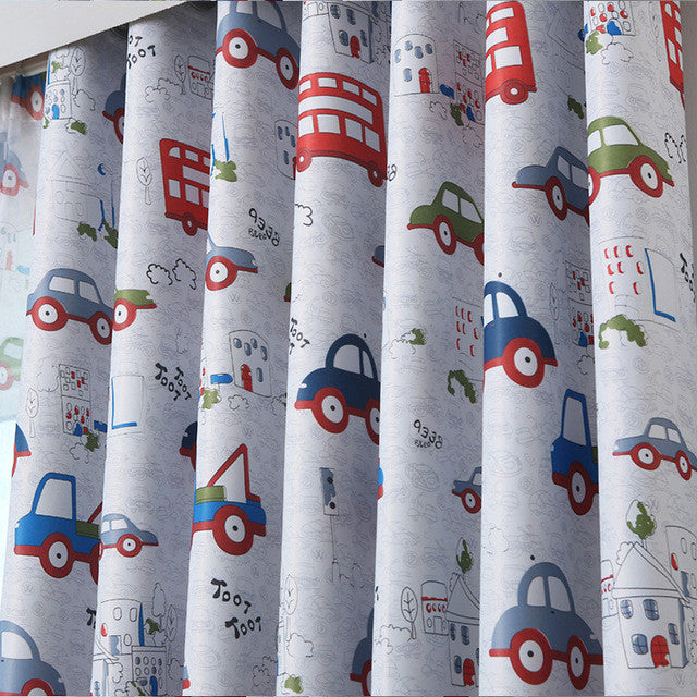 Cartoon Car Curtains for Living Room Bedroom Lovely Children Curtains Decorative Curtains for Kids Baby Room Drapes