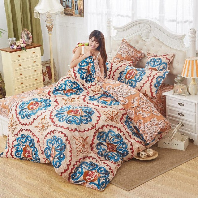 3/4pc Bedding Sets Size for Twin Full Queen king Home el Bed Linen Bed Sheets Duvet Cover Set-33 colors