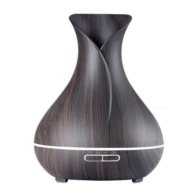 400ml Aroma Essential Oil Diffuser Ultrasonic Air Humidifier with Wood Grain 7 Color Changing LED Lights for Office Home