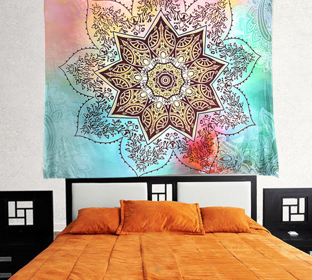 Indian Mandala Tapestry Hippie Wall Hanging Tapestries Boho Bedspread Beach Towel Yoga Mat Blanket Table Cloth 210*150/150*130c