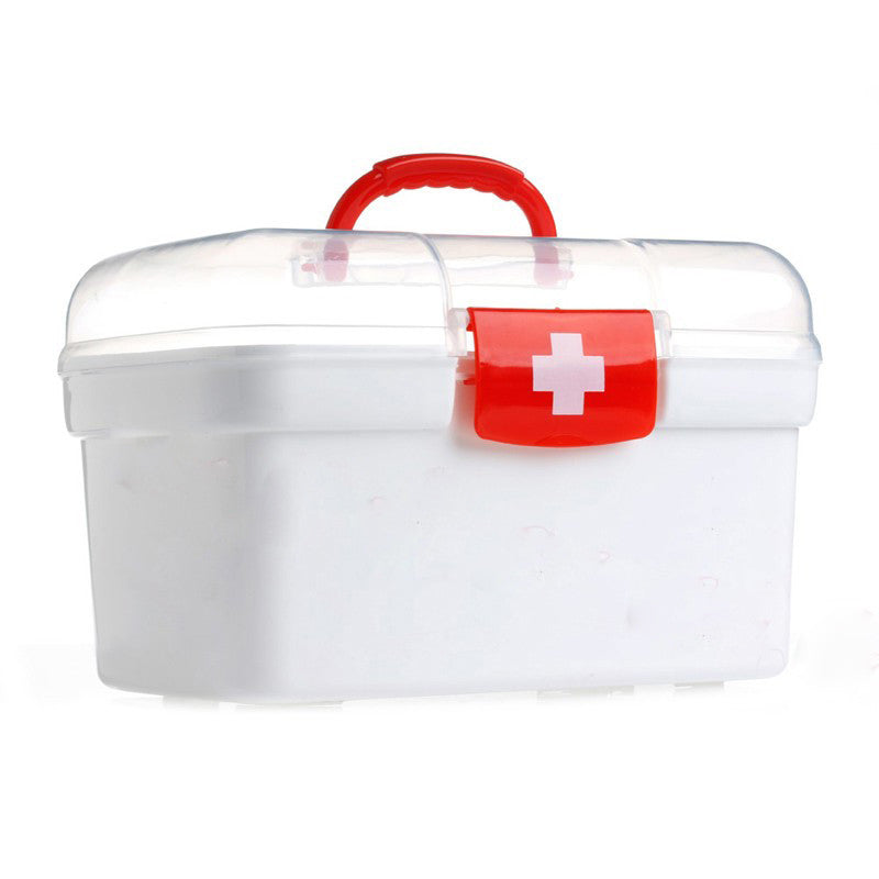 Plastic Clear 2 Layers Health Pill Medicine Chest First Aid Kit Case Storage Box