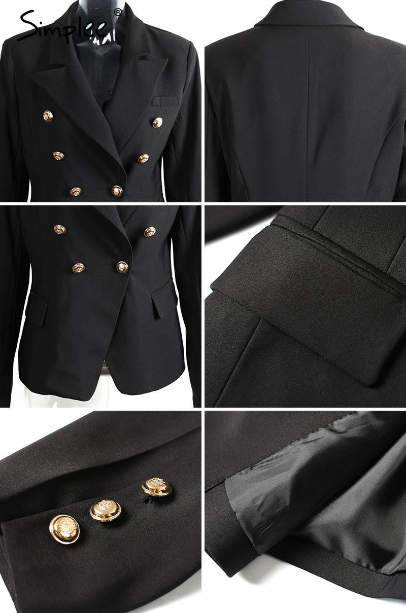 Double Breasted Blazer Coat Elegant Slim Suit Jacket - CELEBRITYSTYLEFASHION.COM.AU - 4