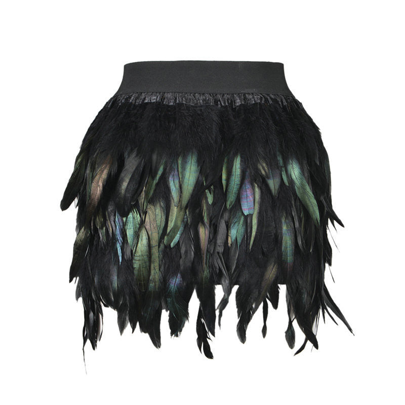 Women Feather Mini Skirt Elastic Waist High Street One Size Fits For XS-L - CelebritystyleFashion.com.au online clothing shop australia