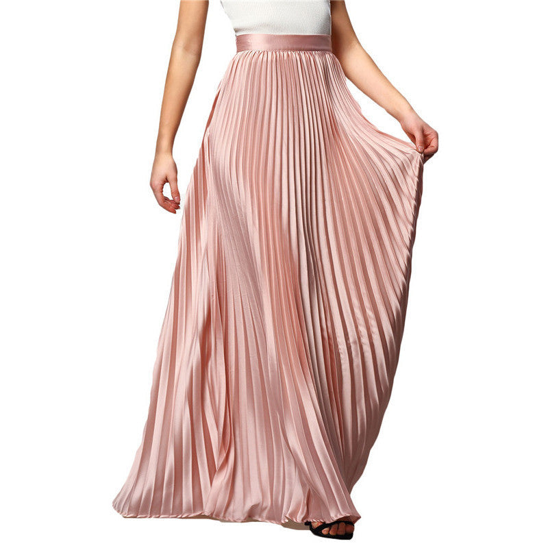 Spring Womens Fashion Designer Elegant Ladies Elastic Waist Pleated Beach Maxi Skirt - CelebritystyleFashion.com.au online clothing shop australia