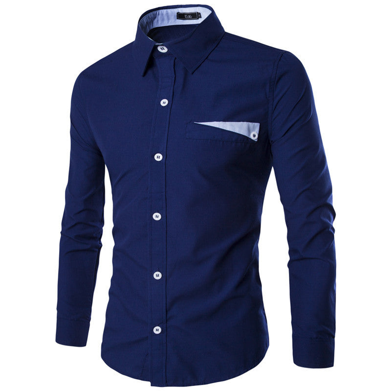 New Brand Men's Casual Shirt Long Sleeve Turn-Down Collar Solid Color Shirts Slim Fit Dress Shirt For Men Business Shirt 9048 - CelebritystyleFashion.com.au online clothing shop australia