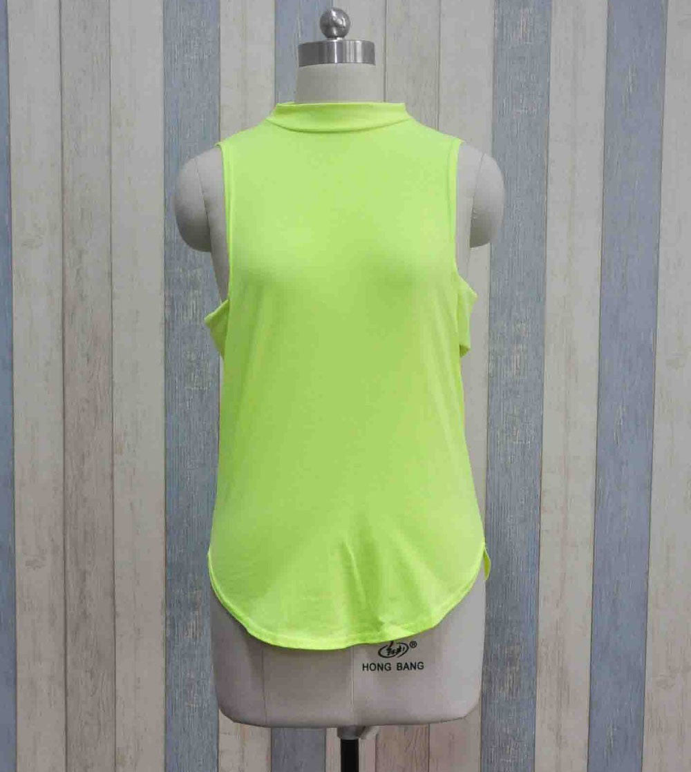 Cropped Solid Cutout Back Asymmetric Tank Top -  - 4