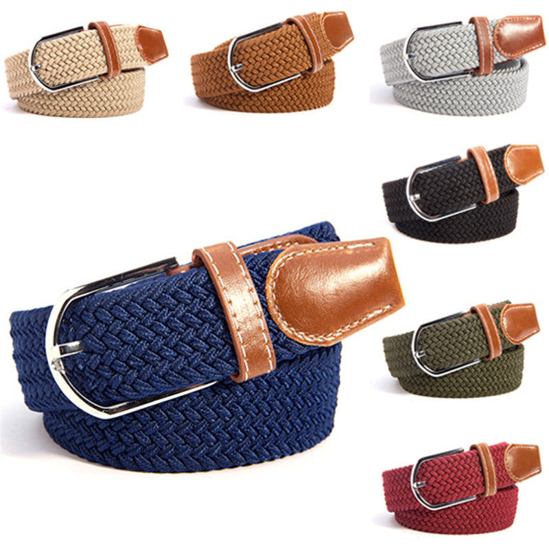 31 Colors Men Women's Canvas Plain Webbing Metal Buckle Woven Stretch Waist Belt - CelebritystyleFashion.com.au online clothing shop australia