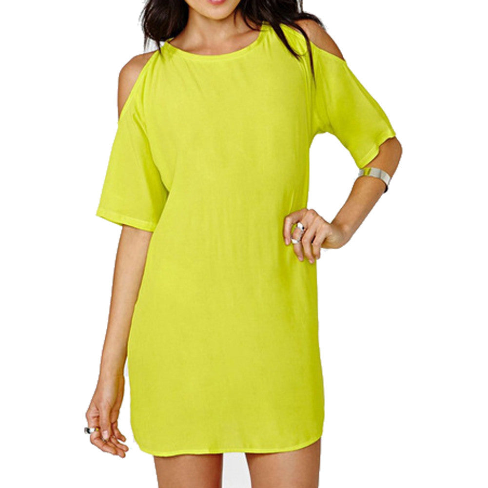 fitted lace wedding dress Summer Fashion Women's Loose Chiffon Short Sleeve Dress Casual Blouse