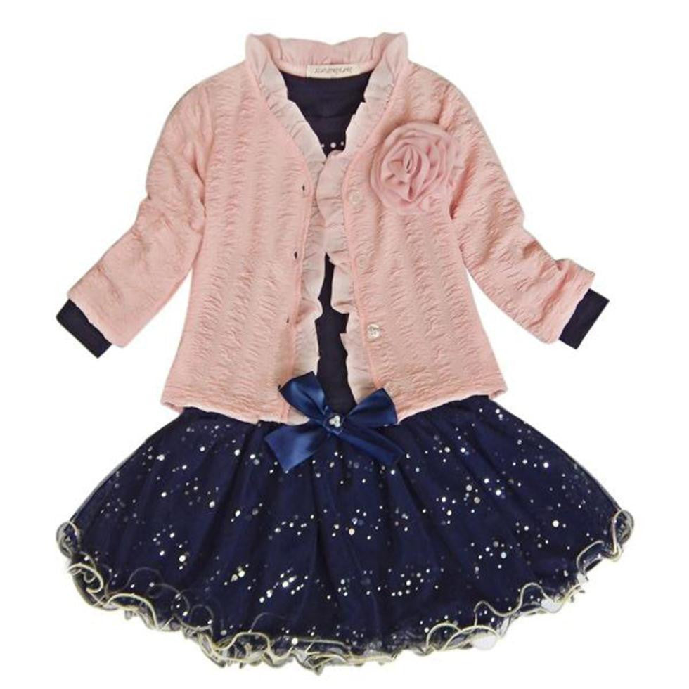 Baby Girls Coat+T-shirt+Skirt Dress Tutu Party Set Suit Pink Clothes 3pcs - CelebritystyleFashion.com.au online clothing shop australia