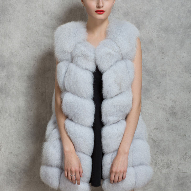 New Women Winter Sleeveless Faux Fox Fur Leather Thick Coat Outerwear Vest Plus Size Padded Jacket Overcoat Parka Q1778 - CelebritystyleFashion.com.au online clothing shop australia