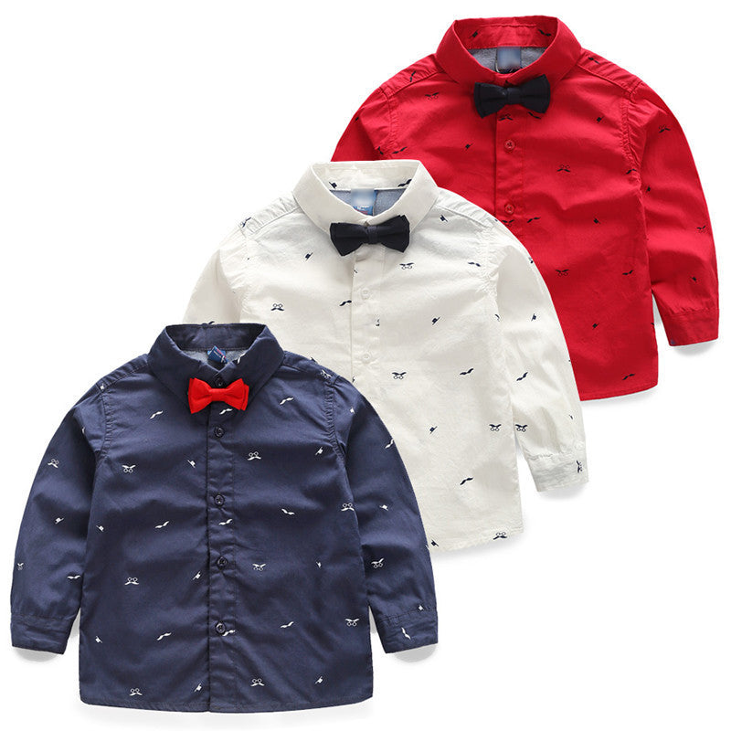 Children Clothing Brand Fashion Full Printed Bow Tie Kids Clothes Gentleman Boys Shirts for 2-10 Years - CelebritystyleFashion.com.au online clothing shop australia