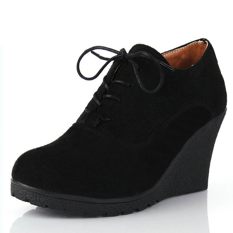 Wedges Women Boots Fashion Flock High-heeled Platform Ankle Boots Lace Up High Heels Spring Autumn Shoes For Women - CelebritystyleFashion.com.au online clothing shop australia