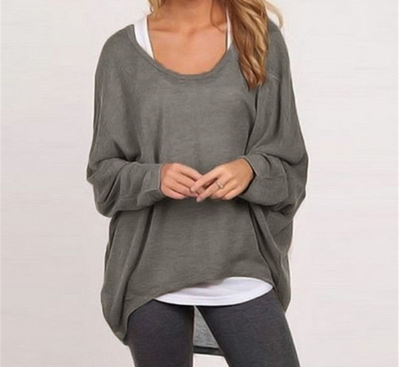 Women Sweater Jumper Pullover Batwing Long Sleeve Casual Loose Solid Blouse Shirt Top Plus - CelebritystyleFashion.com.au online clothing shop australia