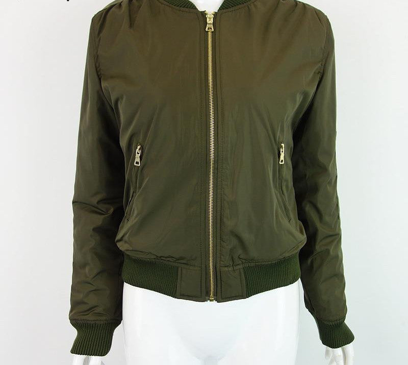 Parkas Basic Bomber Jacket Army Green Padded Kylie Jenner Style - CELEBRITYSTYLEFASHION.COM.AU - 6