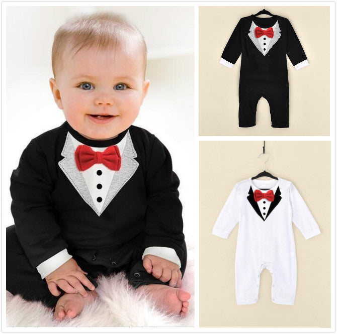 Newborn Baby Rompers Cotton Gentleman Infant Boys Clothes Tie Bow Toddler Kids One-Pieces Jumpsuits for 0-18M - CelebritystyleFashion.com.au online clothing shop australia