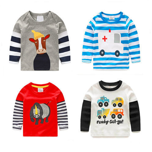 Clearance Boys T-shirt Kids Tees Baby Boy tshirts Children tees Long Sleeve 100% Cotton Cars Fireman Top Quality Free Shipping - CelebritystyleFashion.com.au online clothing shop australia