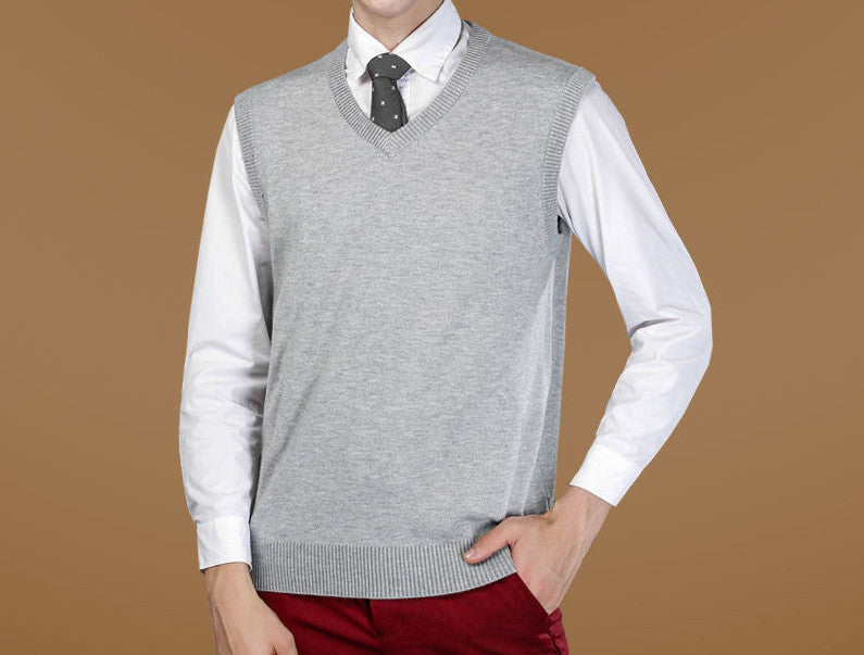 New Autumn Winter Warm Cashmere Sweater Vest Men Classic Sleeveless Coat Wool Solid Color V-Neck Pullover Men Jersey Casual - CelebritystyleFashion.com.au online clothing shop australia