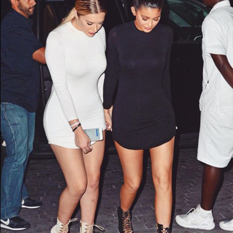 Kylie Jenner Style Dress Side Slit Mini Dress -  - 1