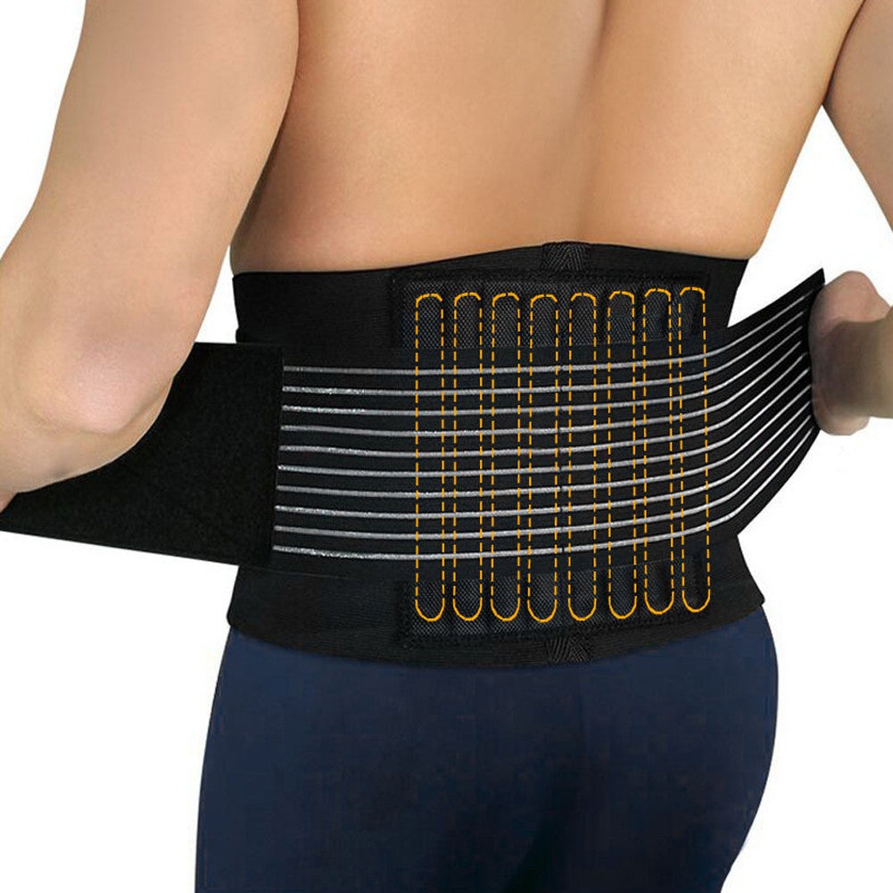 Durable Black Waist Support Brace Belt Lumbar Lower Waist Double Adjustable Back Belt For Pain Relief Gym Sports Accessories