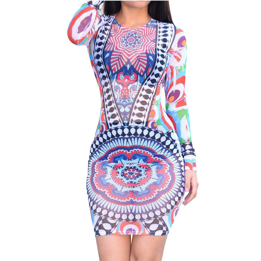 Transparent Full Sleeve Sheer Mesh Party Rainbow Dress - CELEBRITYSTYLEFASHION.COM.AU - 1