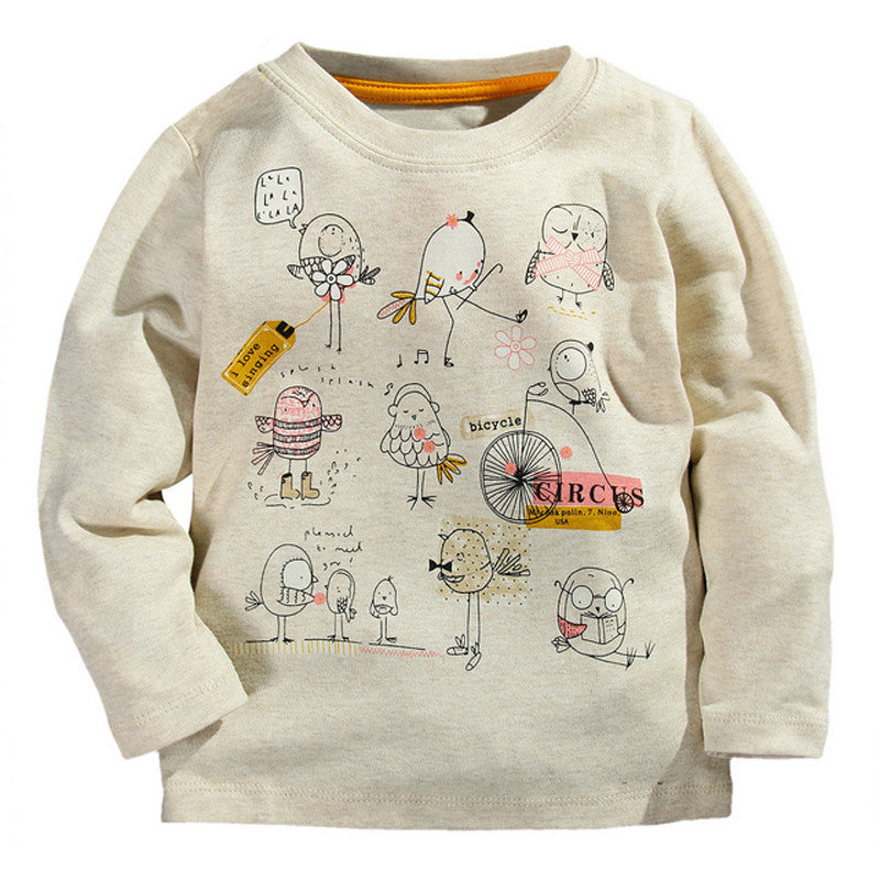 Autumn Winter 100% Cotton Kids T Shirt Cartoon Bird Long Sleeve Baby Boys Girls T-Shirt Children Pullovers Tee Boys Clothes - CelebritystyleFashion.com.au online clothing shop australia