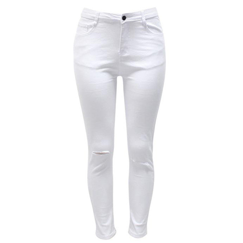 7 Colors High Waisted Cut Out Butt Lifting Destroyed Washed Elastic Slim Sculpt Pencil Jeans - CELEBRITYSTYLEFASHION.COM.AU - 5