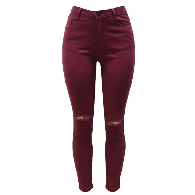 7 Colors High Waisted Cut Out Butt Lifting Destroyed Washed Elastic Slim Sculpt Pencil Jeans - CELEBRITYSTYLEFASHION.COM.AU - 8