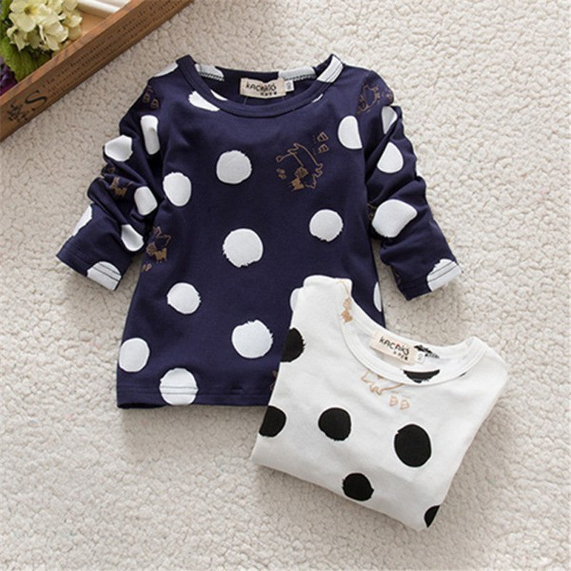 New Cute Kid Girls Clothing Polka Dot Tops T-Shirt Cotton Long Sleeve Tees - CelebritystyleFashion.com.au online clothing shop australia