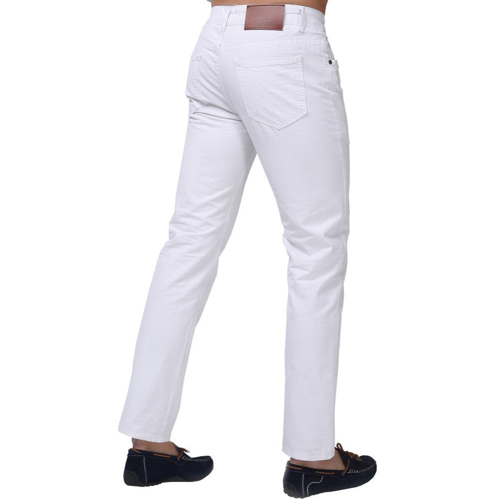 Jeans Men New Brand Fashion Solid Slim Fit White Blue Black Candy Colors Plus Size Mid Straight Denim Pants F1241 - CelebritystyleFashion.com.au online clothing shop australia