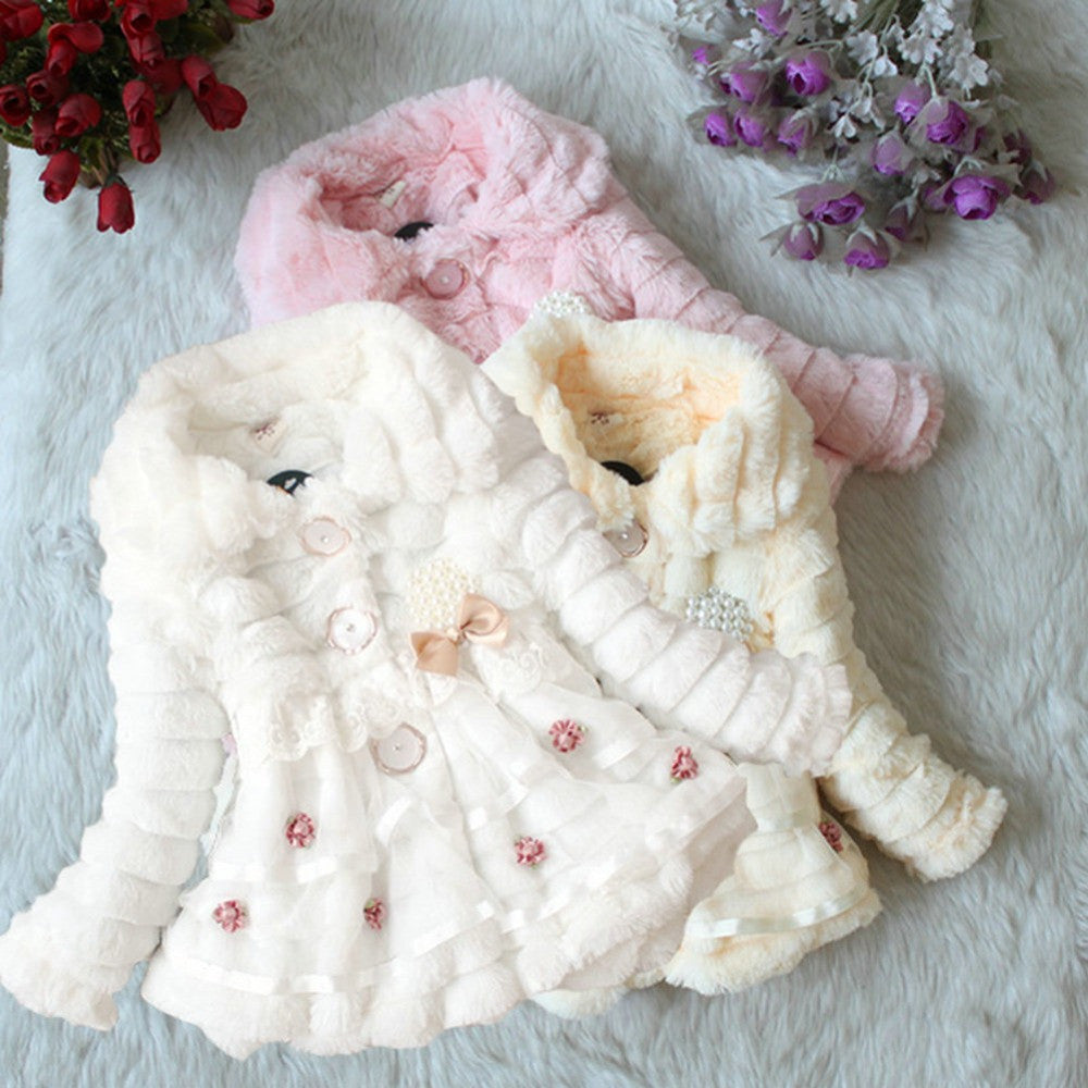 Baby Girls Faux Fur Fleece Coat Party Pageant Warm Jacket Xmas Snowsuit 1-5Years - CelebritystyleFashion.com.au online clothing shop australia