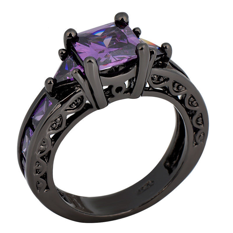 Black gold amethyst discount engagement ring