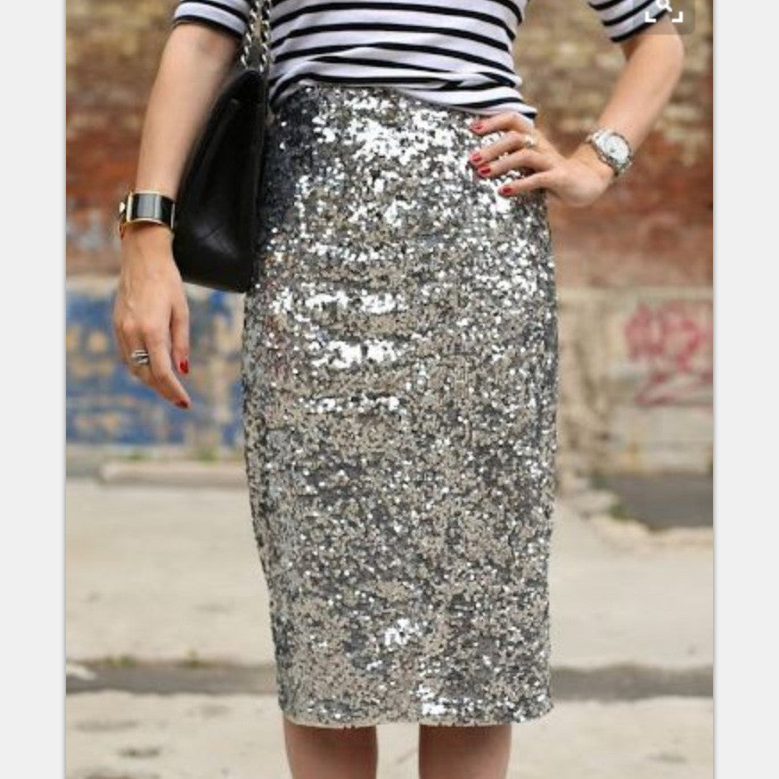 Women Bling Sequin Skirt Fashion Midi Skirt High Waist Bodycon One-Step Party Skirts For Women Plus Size - CelebritystyleFashion.com.au online clothing shop australia