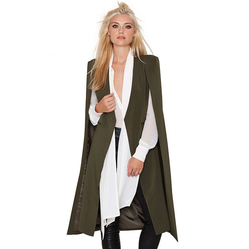 HDY Haoduoyi Autumn Fashion Women 3 Colors Open Stitch Cloak Trench Coats Outwears Poncho Coat - CelebritystyleFashion.com.au online clothing shop australia