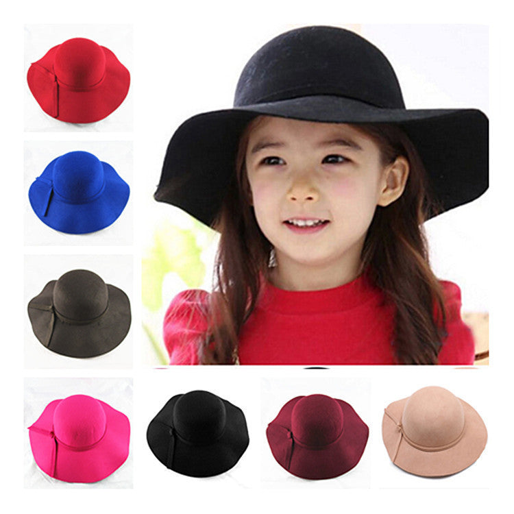 new Vintage Retro Kids Child Boy Girl Hats Fedora polyester Felt Crushable Wide Brim Cloche Floppy Sun Beach Cap - CelebritystyleFashion.com.au online clothing shop australia