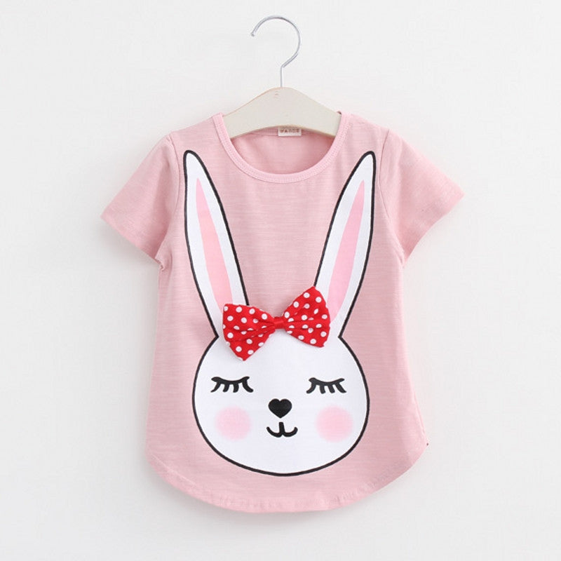 Baby T Shirts for girls Cotton Short Sleeve Rabbit cartoon Print Brand Tees Spring Kids cute Tops Girl T-shirt - CelebritystyleFashion.com.au online clothing shop australia