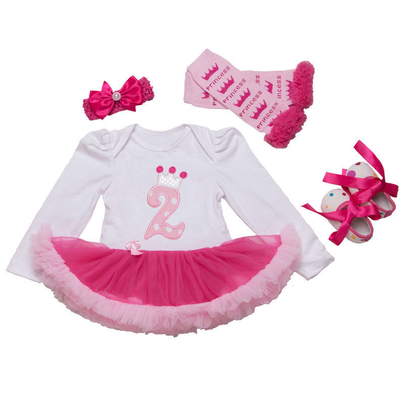 Infant born Christmas Cute Kids Baby Girl Clothes 4Pcs Pink Minion Lon