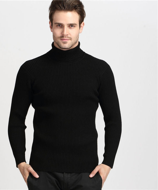 Winter Thick Warm 100% Cashmere Sweater Men Turtleneck Men Brand Mens Sweaters Slim Fit Pullover Men Knitwear Double collar - CelebritystyleFashion.com.au online clothing shop australia
