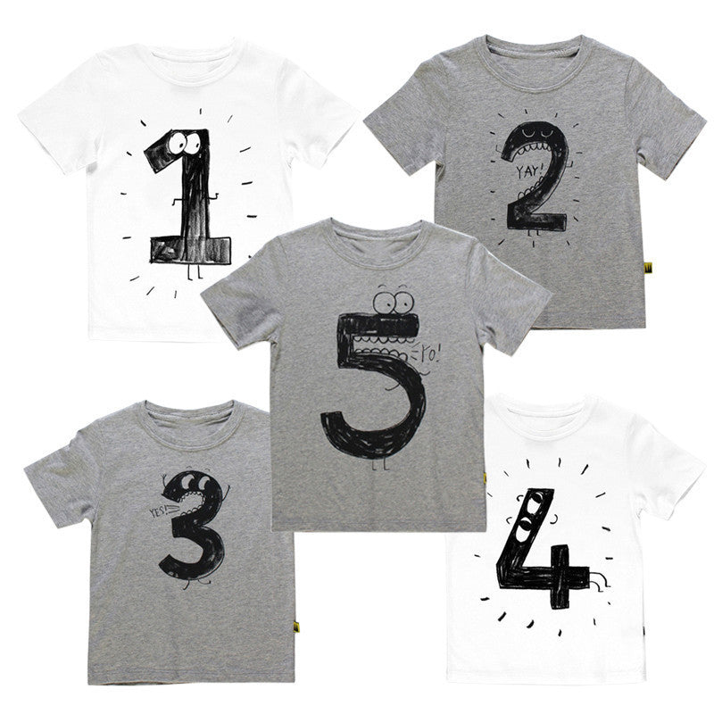 Number Letter Boys Print T shirt For Kids Summer T-shirts Baby Boy Funny Birthday T-shirts Kids Boys Casual Tops CG052 - CelebritystyleFashion.com.au online clothing shop australia