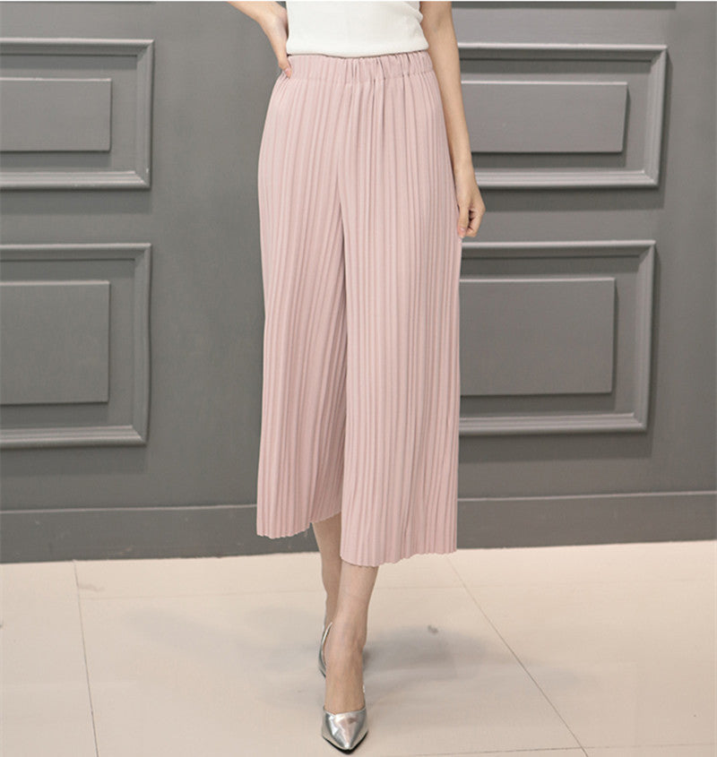 5 Colors Women Trousers Fashion Chiffon Pants Loose Casual Style Solid Color High Waist Pants Wide Leg Pants Plus Size - CelebritystyleFashion.com.au online clothing shop australia