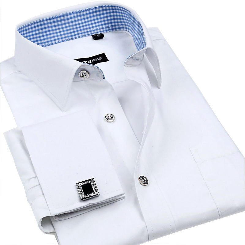 Striped Shirt Men New Mens Dress Shirt French Cuff Tailored Slim Fit Free Long Sleeve Shirt For Cufflinks Camisa - CelebritystyleFashion.com.au online clothing shop australia