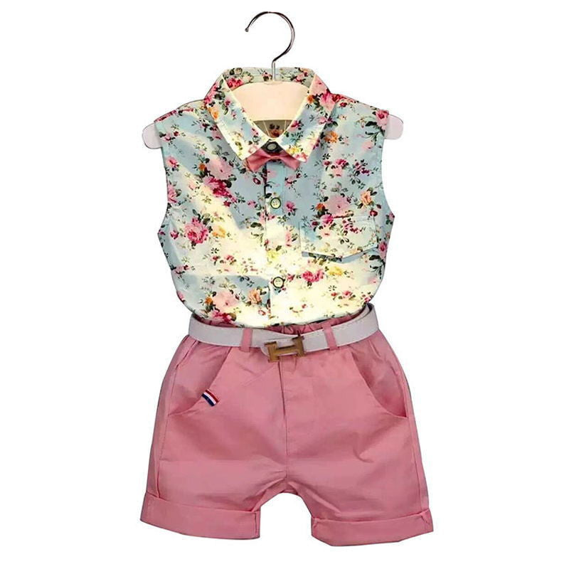 girls clothes summer girls clothing sets kids clothes Floral girl shirts+shorts clothing sets 3-8 year - CelebritystyleFashion.com.au online clothing shop australia