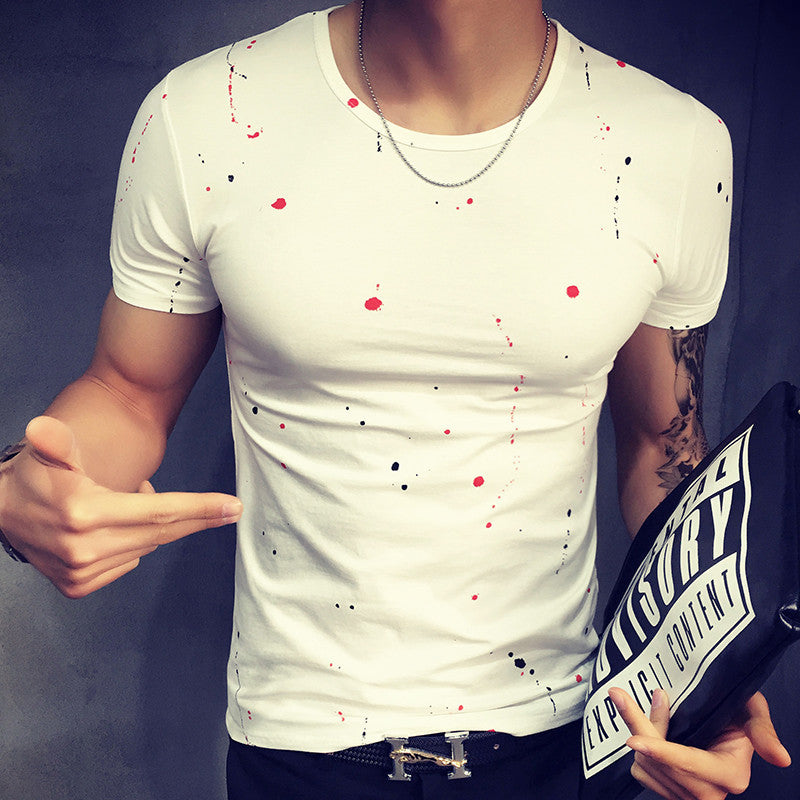 Summer New Dot Printed T Shirt Men Slim Fit T-Shirt For Men O-Neck Men T shirt Short Sleeve Mens Clothes Tee shirt Homme - CelebritystyleFashion.com.au online clothing shop australia