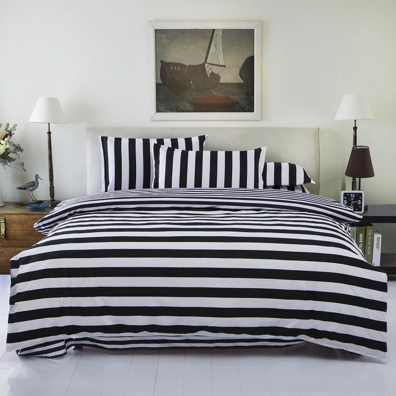 Bedding Set Twin/Full/Queen Size Duvet Cover Set Classic Black and White Bed Sheet Sets Home Textile