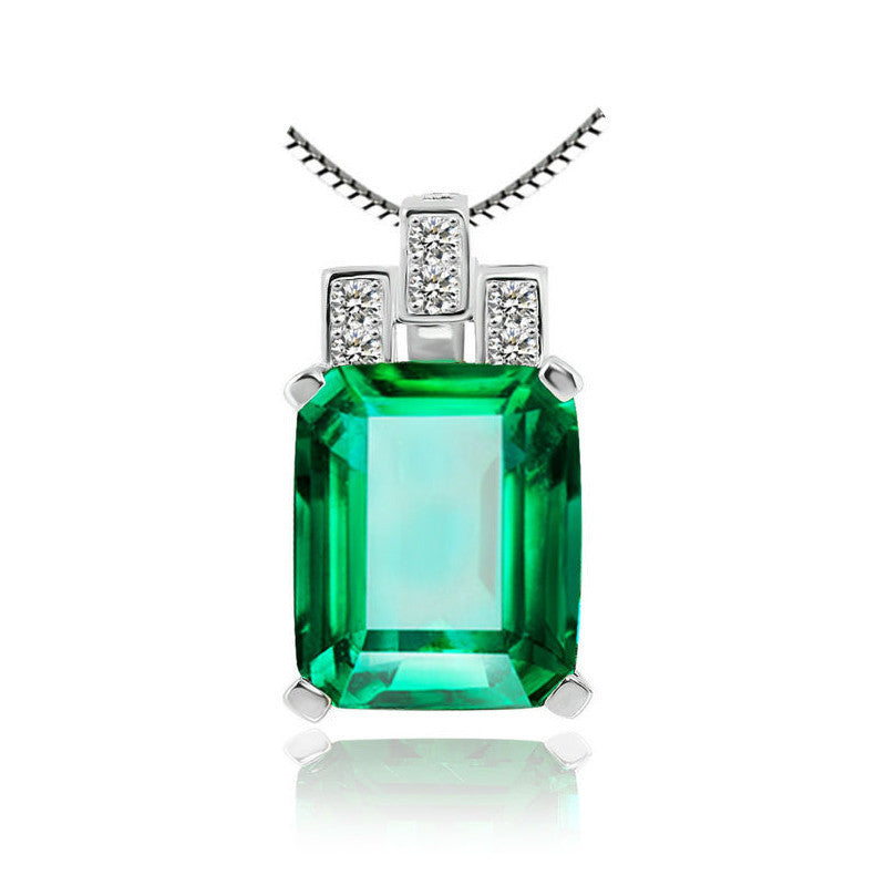 Luxury 6ct Created Green Nano Russian Emerald Pendant 925 Sterling Silver Pendant Fashion Jewelry Without Chain - CelebritystyleFashion.com.au online clothing shop australia