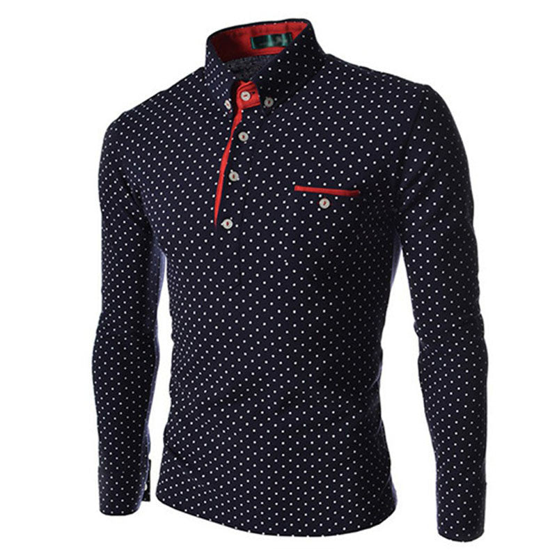 New Brands Mens Dot Long Sleeve POLO Shirts Brands Long Sleeve Camisas Polo Stand Collar Male Polo Shirt Size 3XL. KJHB - CelebritystyleFashion.com.au online clothing shop australia