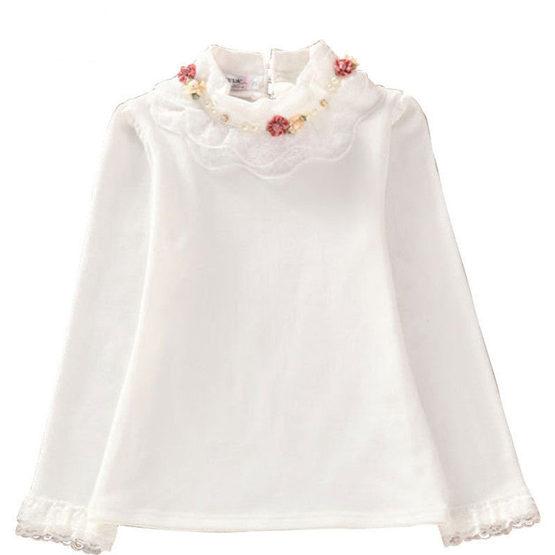 Fashion Children kids girls blouses Baby girls long sleeved school lace white shirts tops&tees TD014 - CelebritystyleFashion.com.au online clothing shop australia